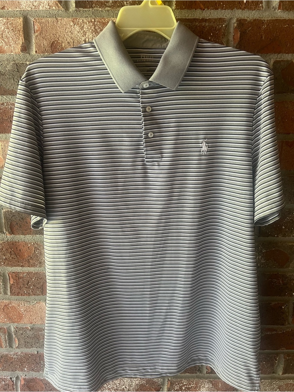 Ralph Lauren Striped Short Sleeve Polo in Gray, Navy and White size X-Large